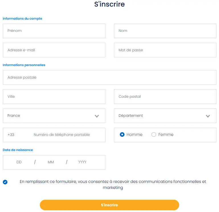 Étapes d'inscription sur LUCKY TREASURE CASINO