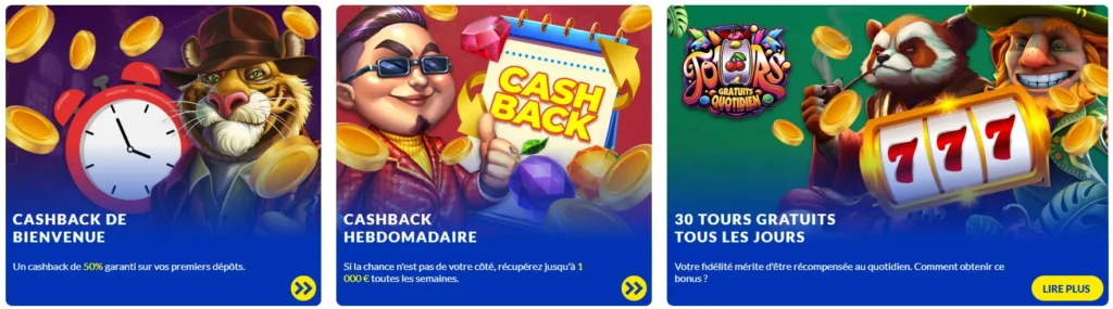 Offres promotionnelles sur LUCKY TREASURE CASINO